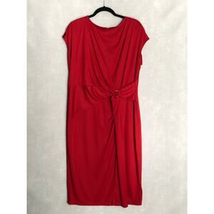 Lauren Ralph Lauren Gervas Short Sleeve Dress Women's Size 16 Red NEW